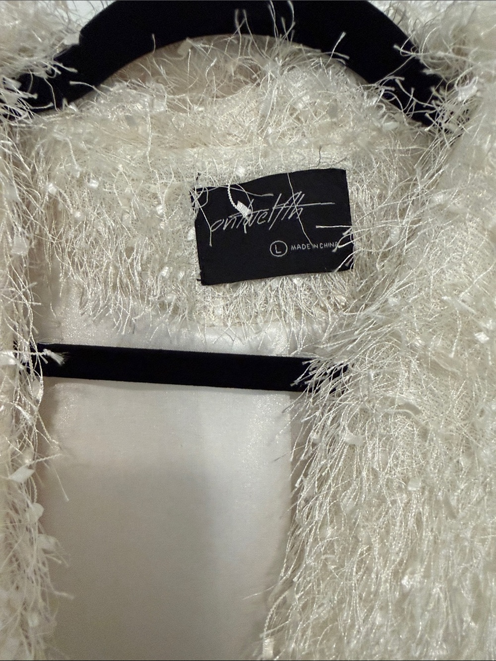 Textured Cream Sequin-Thread Blazer Jacket - Picture 3 of 3